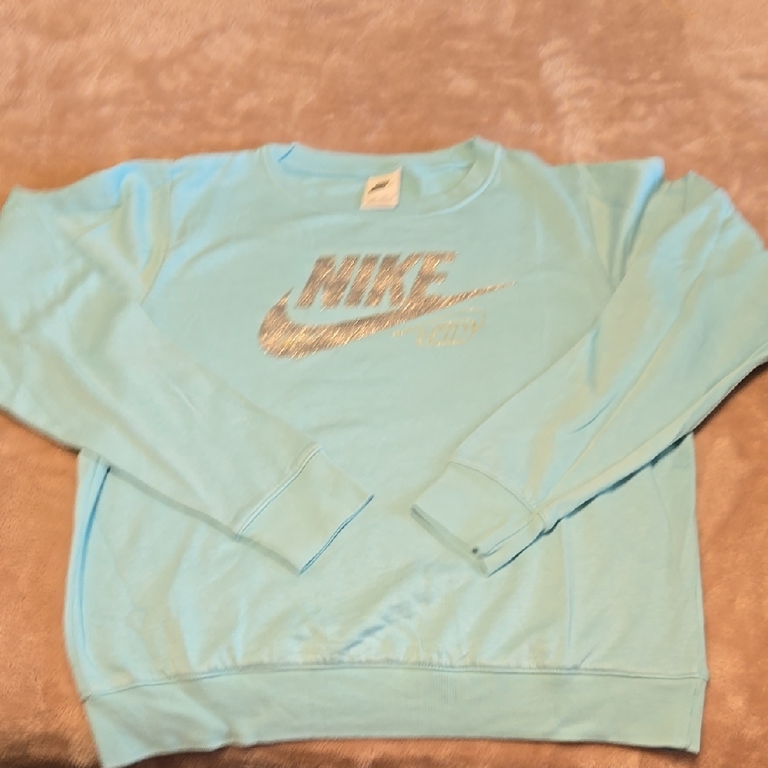 Nike Light Blue Sweatshirt With Silver Glitter Swoosh